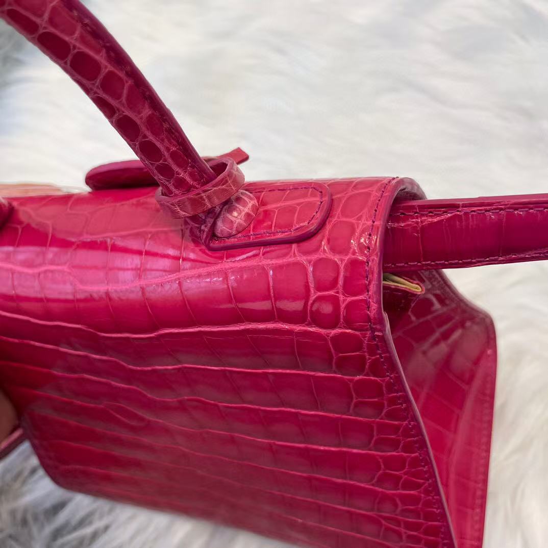 DELVAUX Crocodile Leather Pink Brilliant mini handbag 2Way Shouderbag Crocodile Leather [Used]