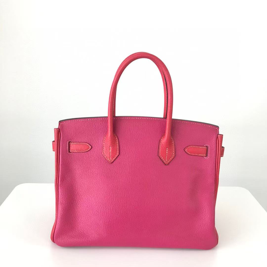 Hermès Birkin 30 Handbag  Togo Leather Raspberry Silver Hardware [Used]