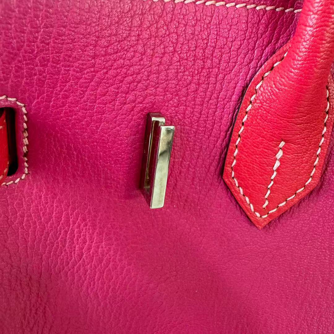 Hermès Birkin 30 Handbag  Togo Leather Raspberry Silver Hardware [Used]