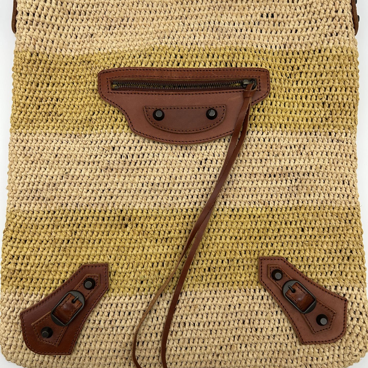 Balenciaga Motocycle Straw Leather Tote Bag [Used]