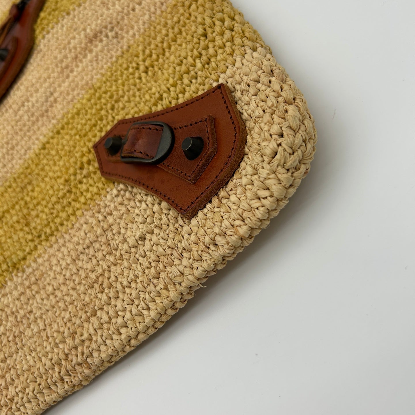 Balenciaga Motocycle Straw Leather Tote Bag [Used]