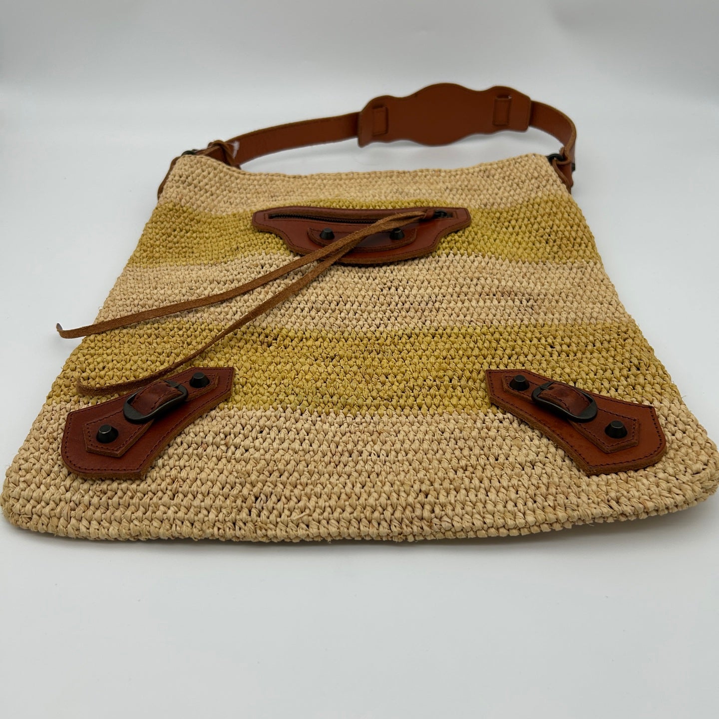 Balenciaga Motocycle Straw Leather Tote Bag [Used]