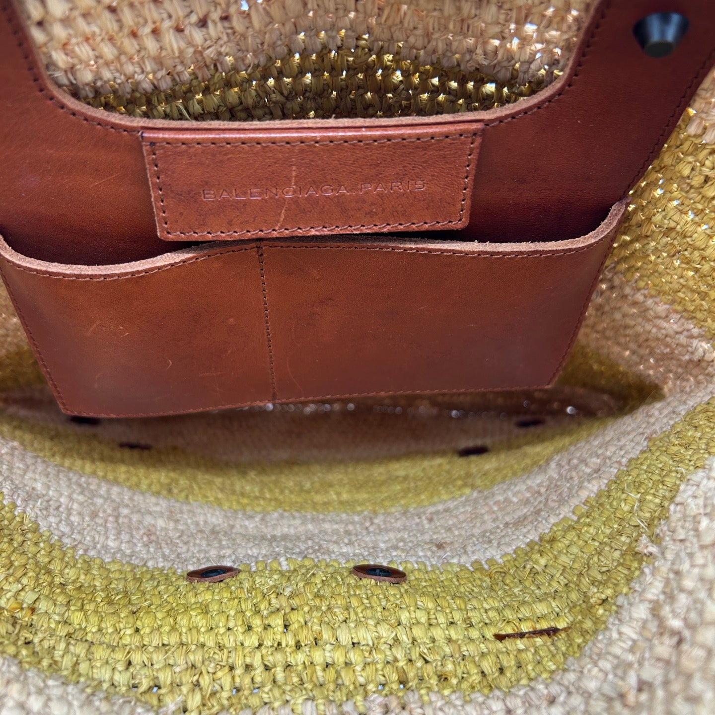 Balenciaga Motocycle Straw Leather Tote Bag [Used]