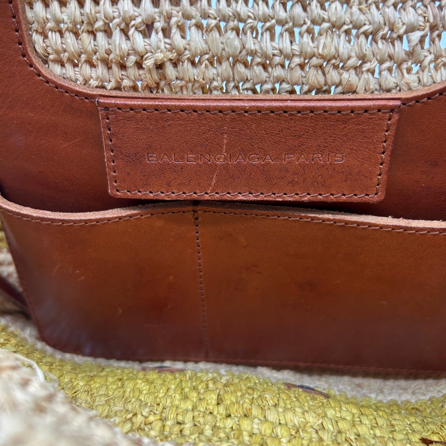 Balenciaga Motocycle Straw Leather Tote Bag [Used]