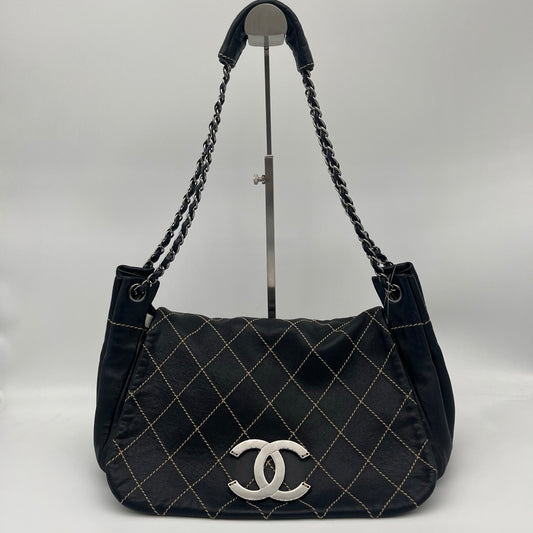 Chanel Black Accordion Wild Stitch Shoulder Bag[Used]