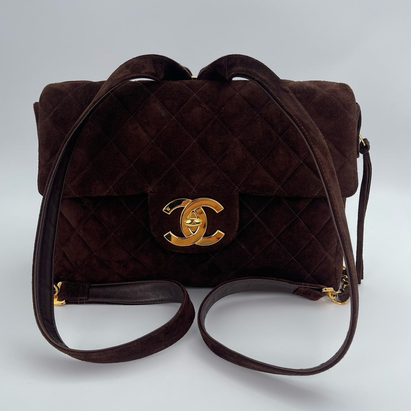 CHANEL Matelasse Brown Suede Backpack[Used]