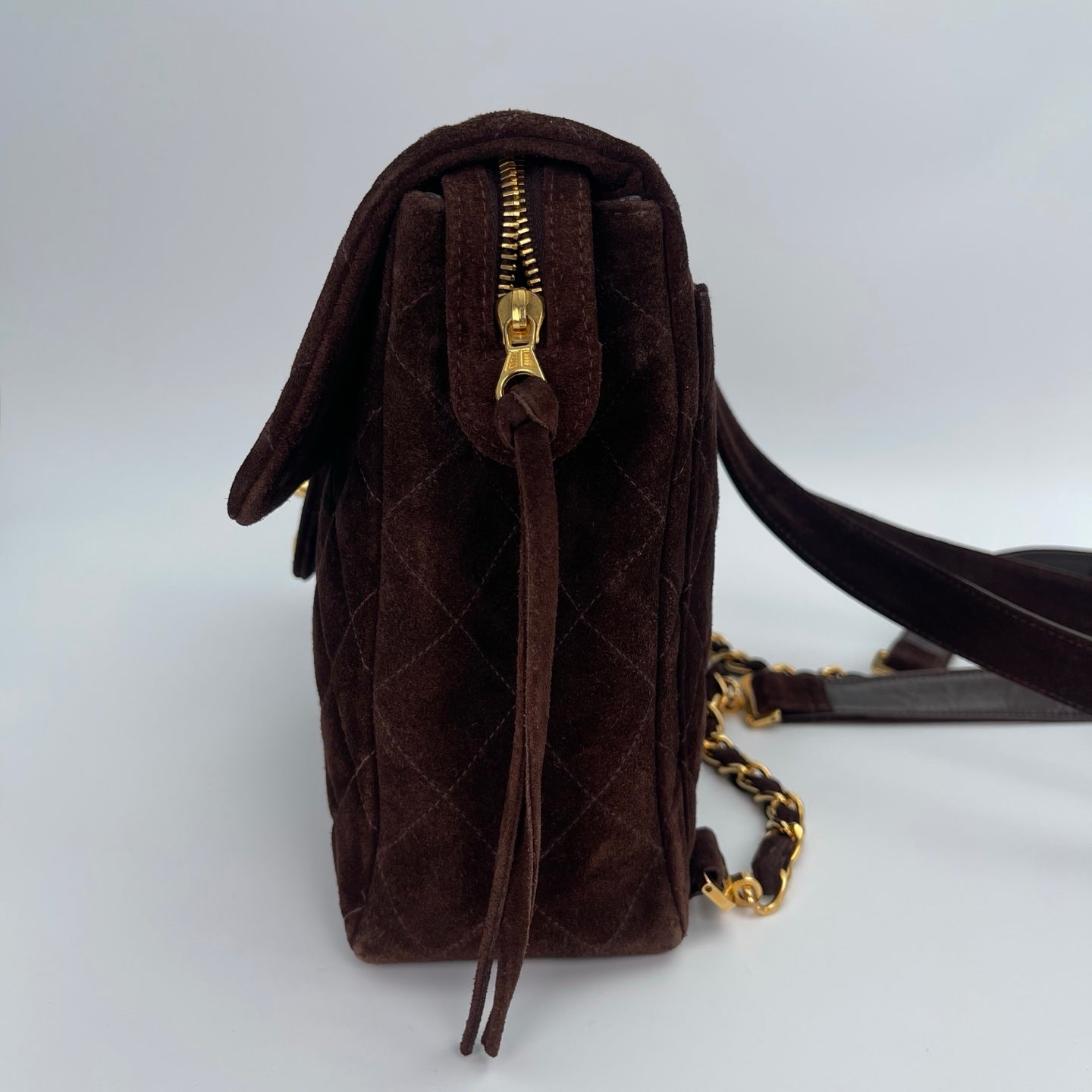 CHANEL Matelasse Brown Suede Backpack[Used]