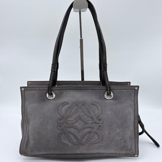 LOEWE Grey suede reversible tote bag [Used]