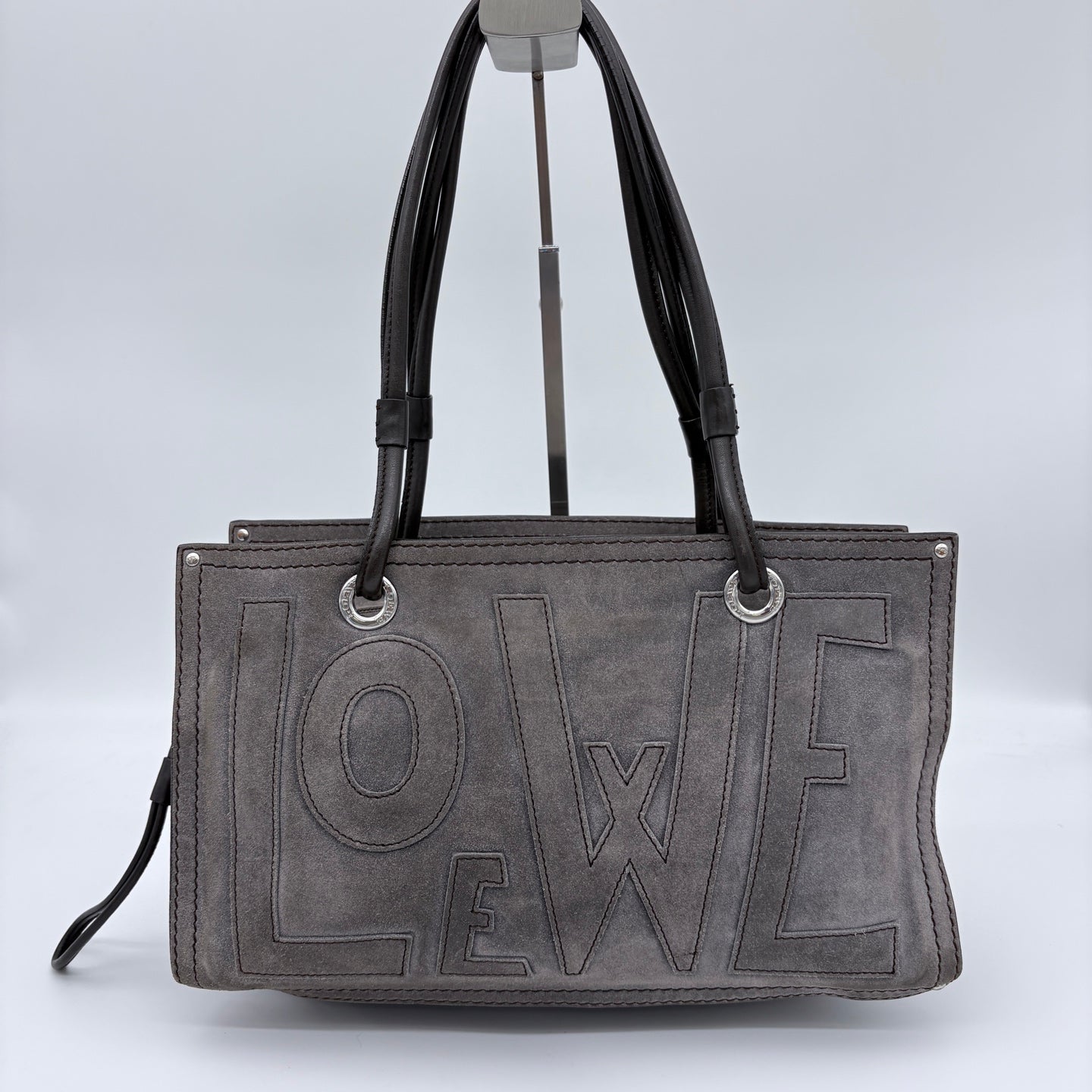 LOEWE Grey suede reversible tote bag [Used]