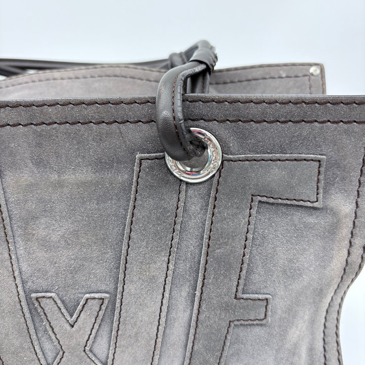 LOEWE Grey suede reversible tote bag [Used]