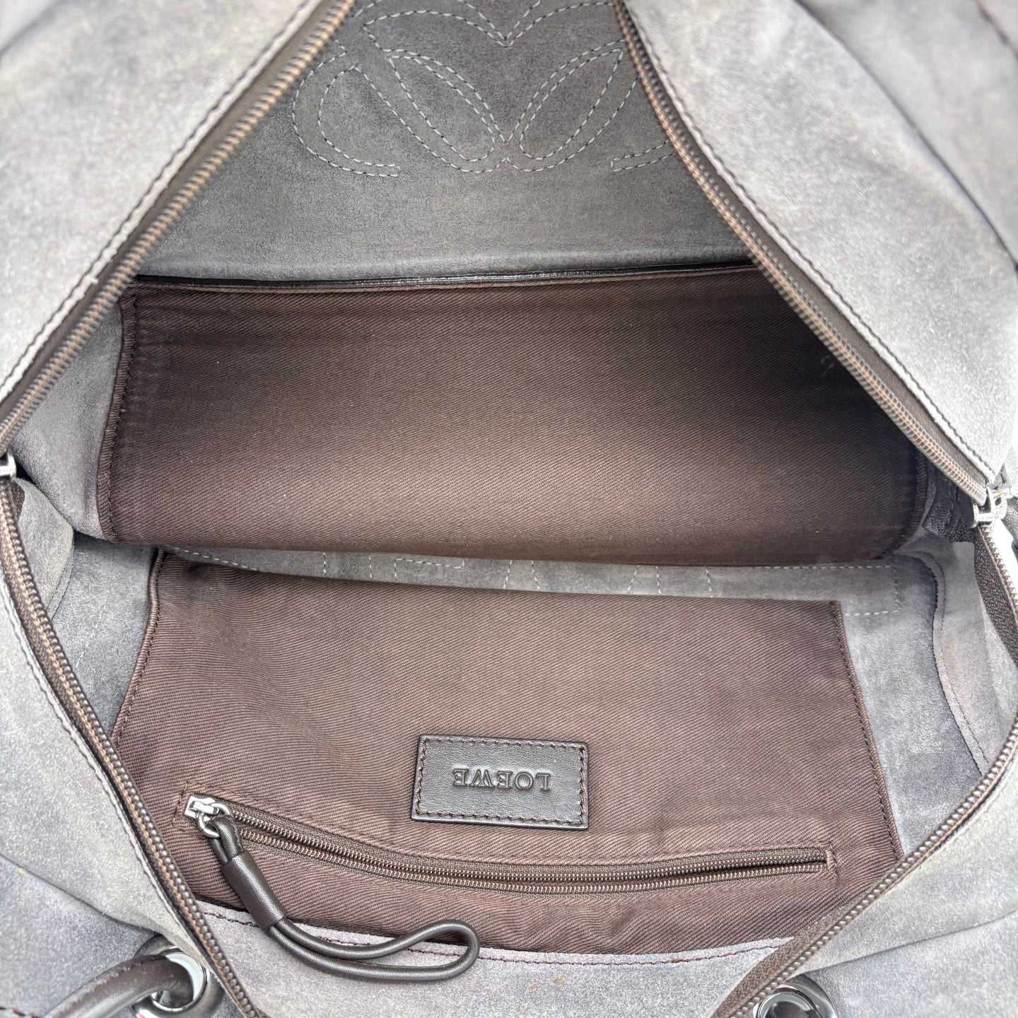 LOEWE Grey suede reversible tote bag [Used]