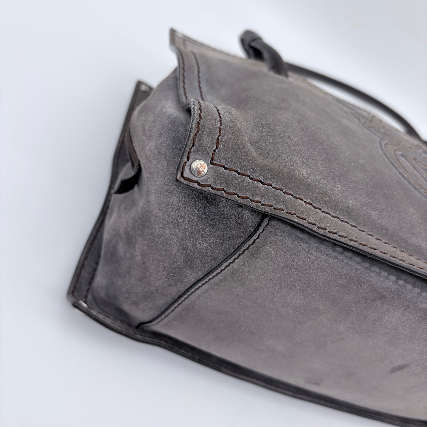 LOEWE Grey suede reversible tote bag [Used]