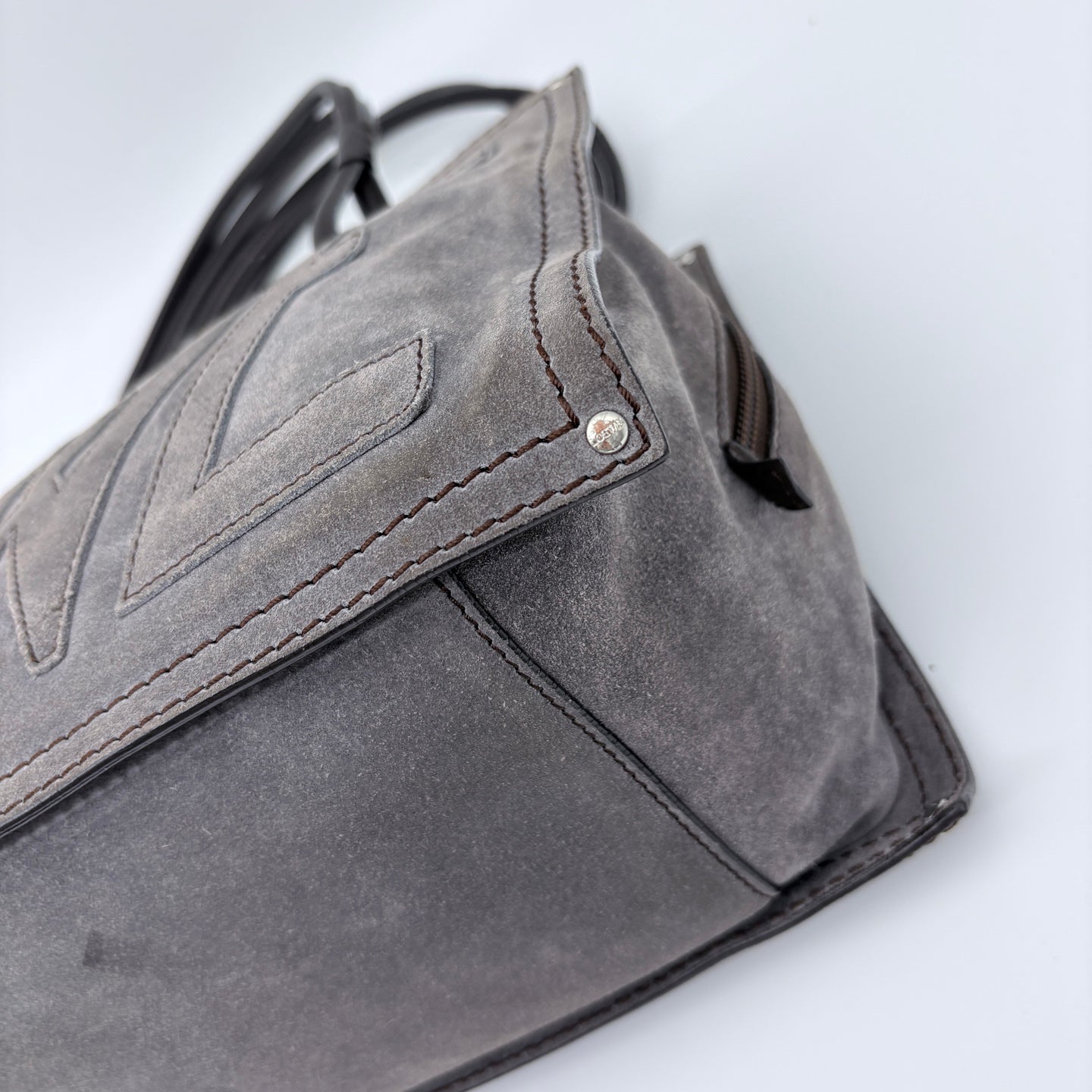 LOEWE Grey suede reversible tote bag [Used]