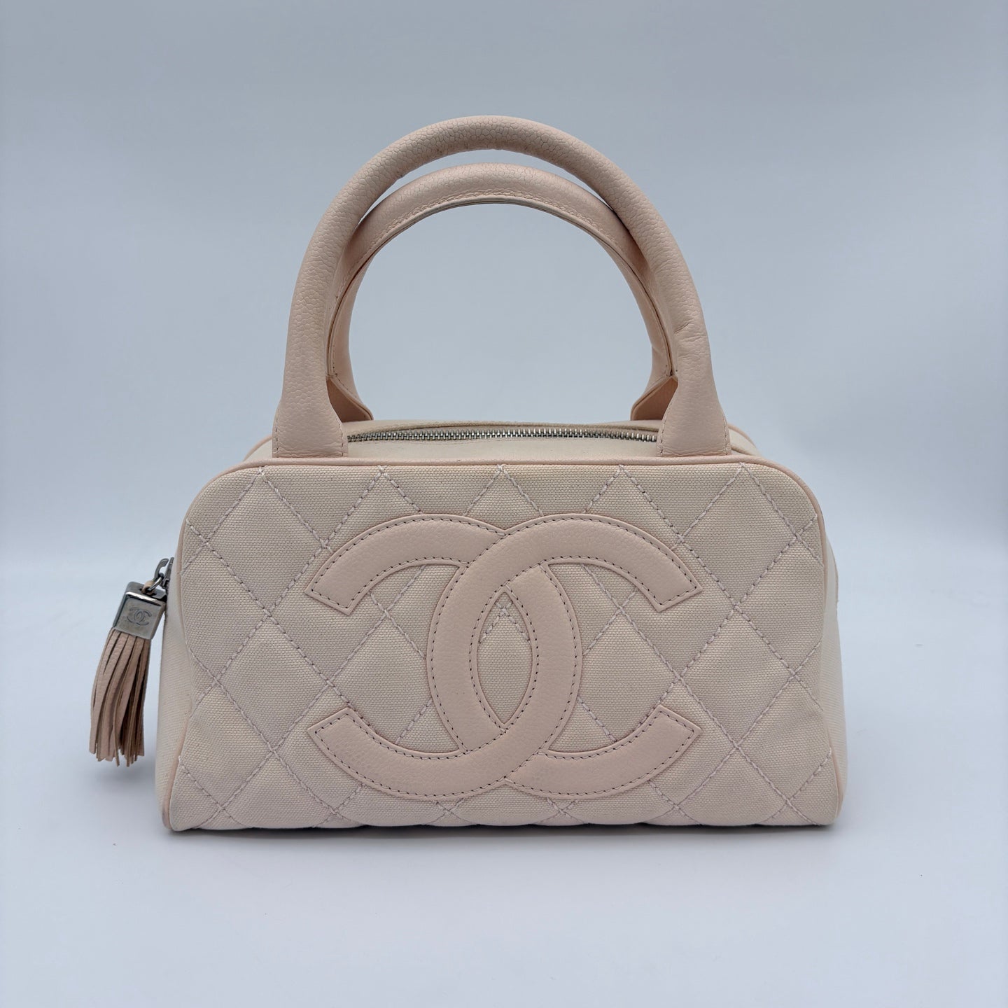 Chanel Canvas & Leather Tassel Bowling Bag Small [Used]