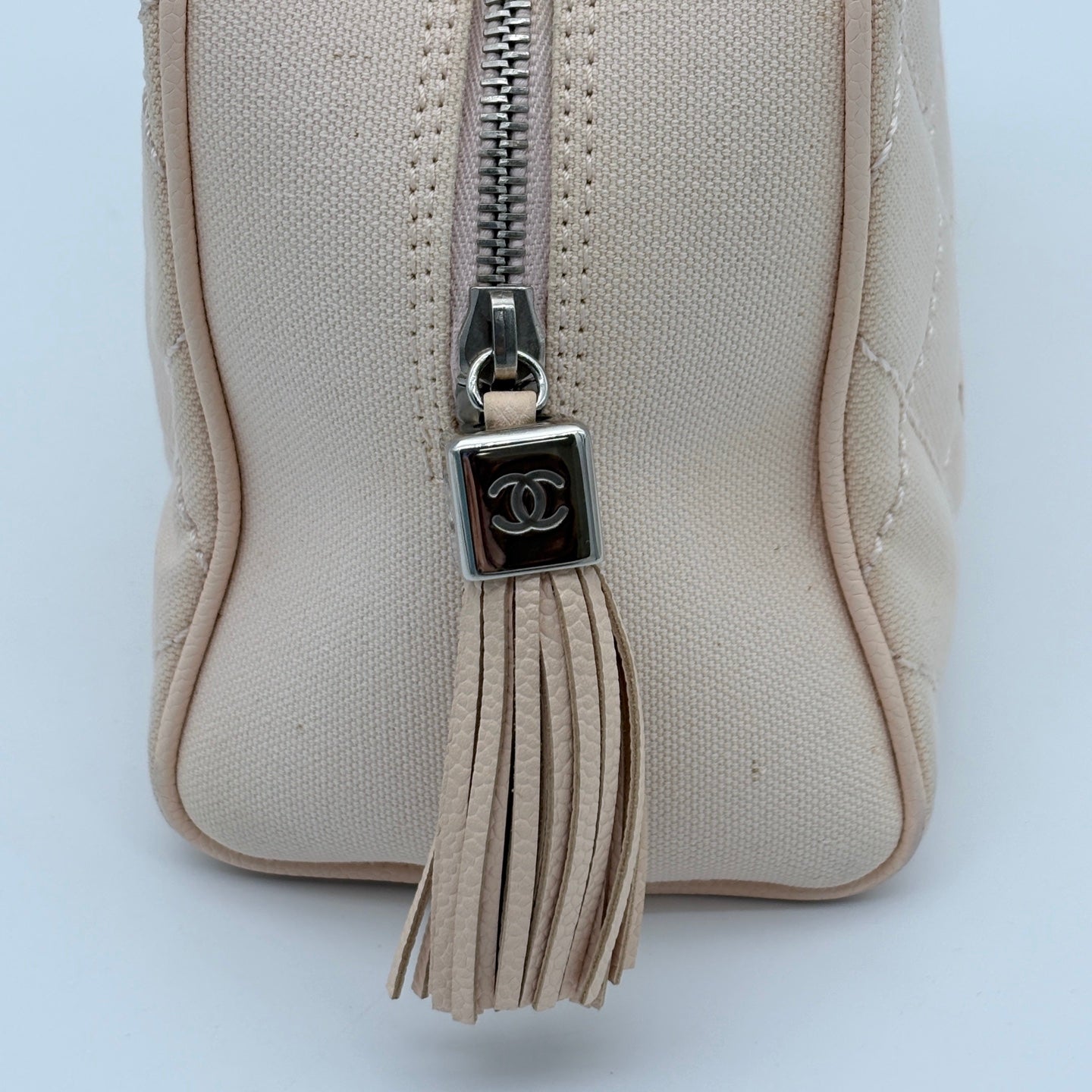 Chanel Canvas & Leather Tassel Bowling Bag Small [Used]