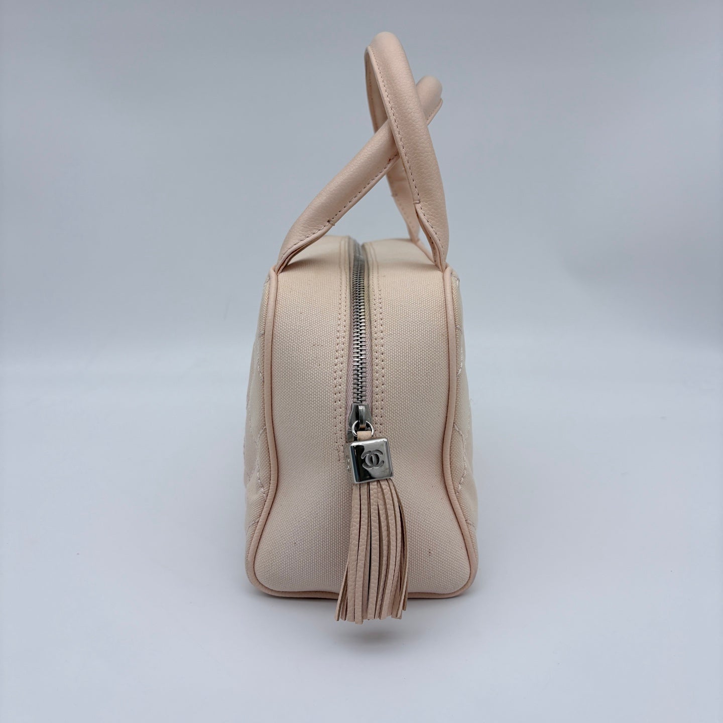 Chanel Canvas & Leather Tassel Bowling Bag Small [Used]