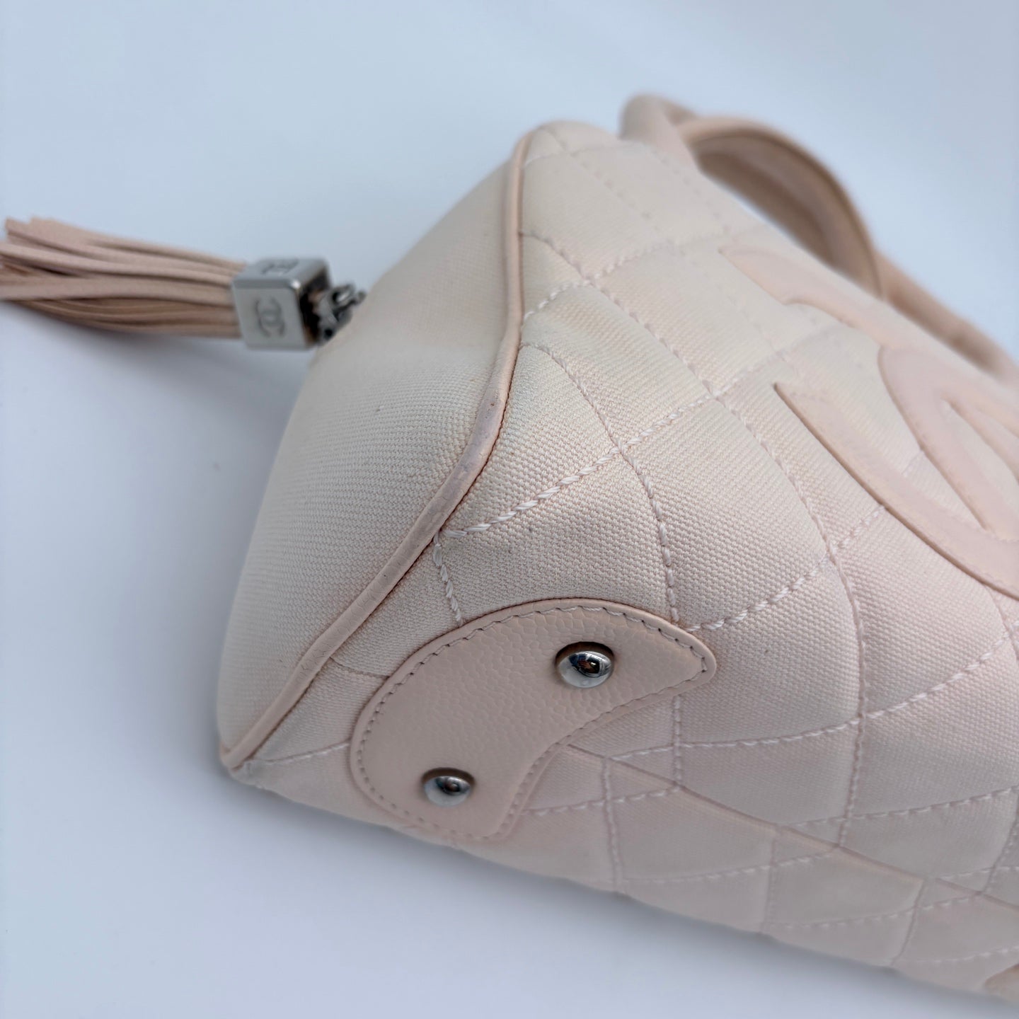 Chanel Canvas & Leather Tassel Bowling Bag Small [Used]