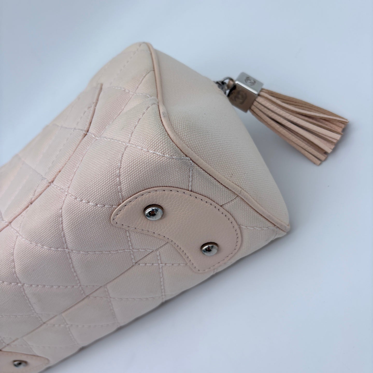 Chanel Canvas & Leather Tassel Bowling Bag Small [Used]