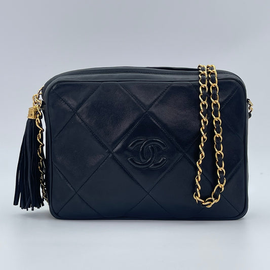Chanel Lambskin Quilted Camera Bag in Black with Gold Hardware [Used]