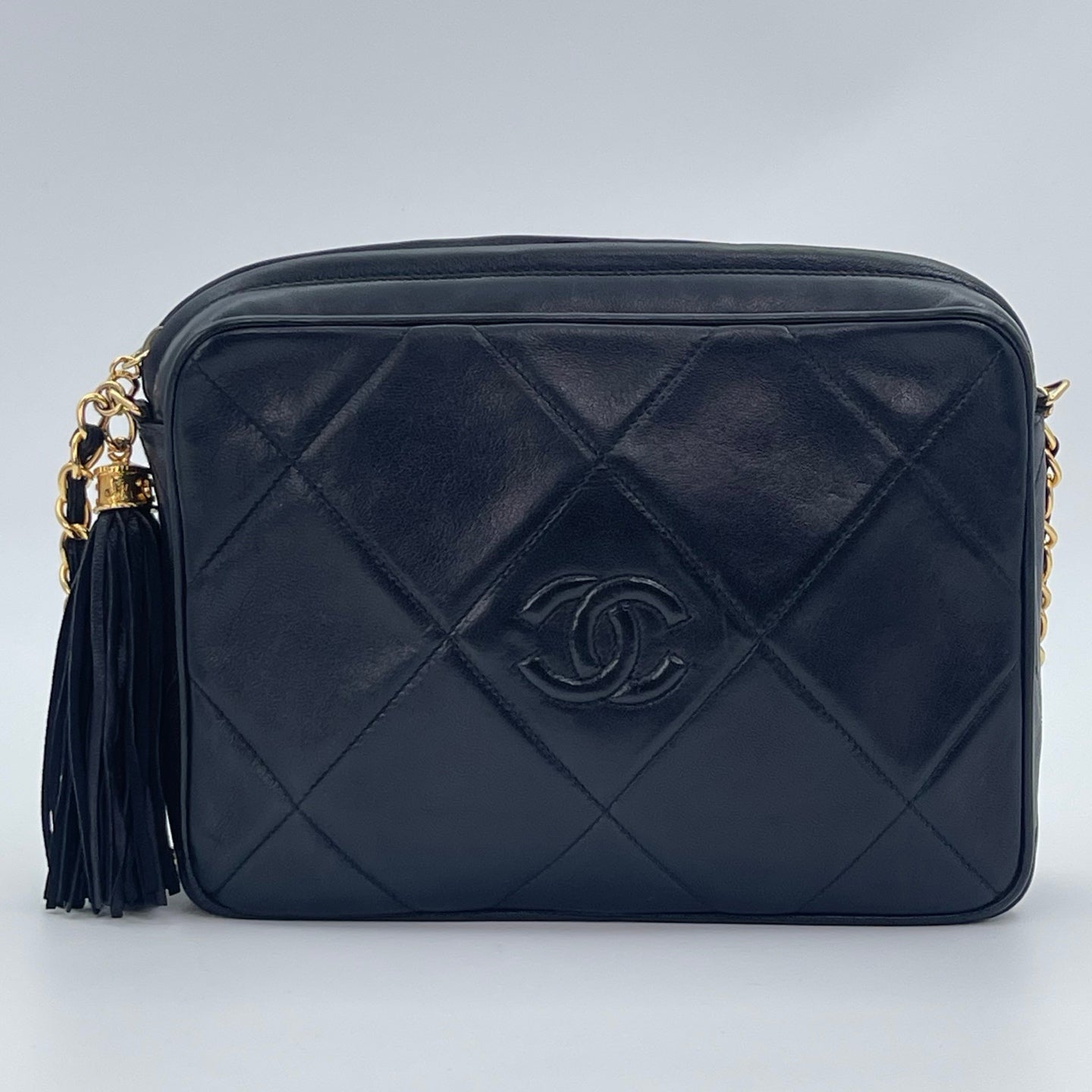 Chanel Lambskin Quilted Camera Bag in Black with Gold Hardware [Used]