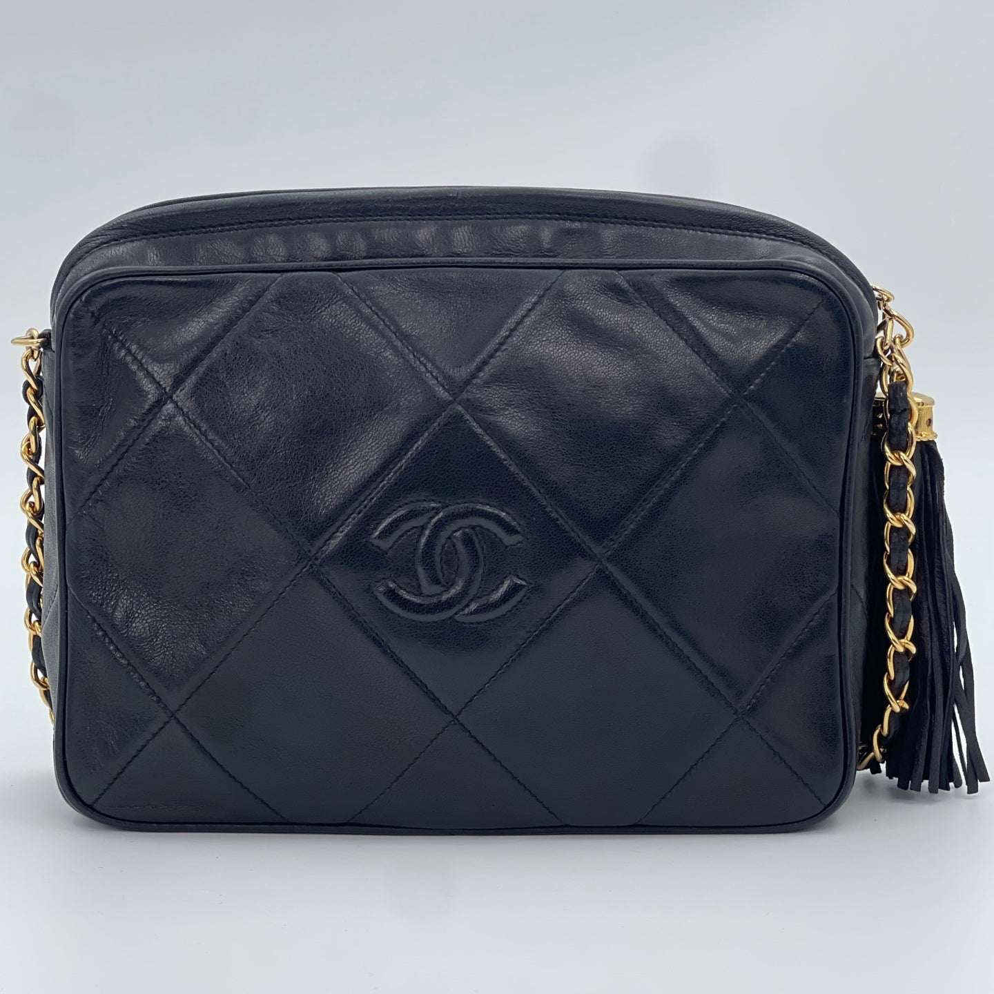 Chanel Lambskin Quilted Camera Bag in Black with Gold Hardware [Used]