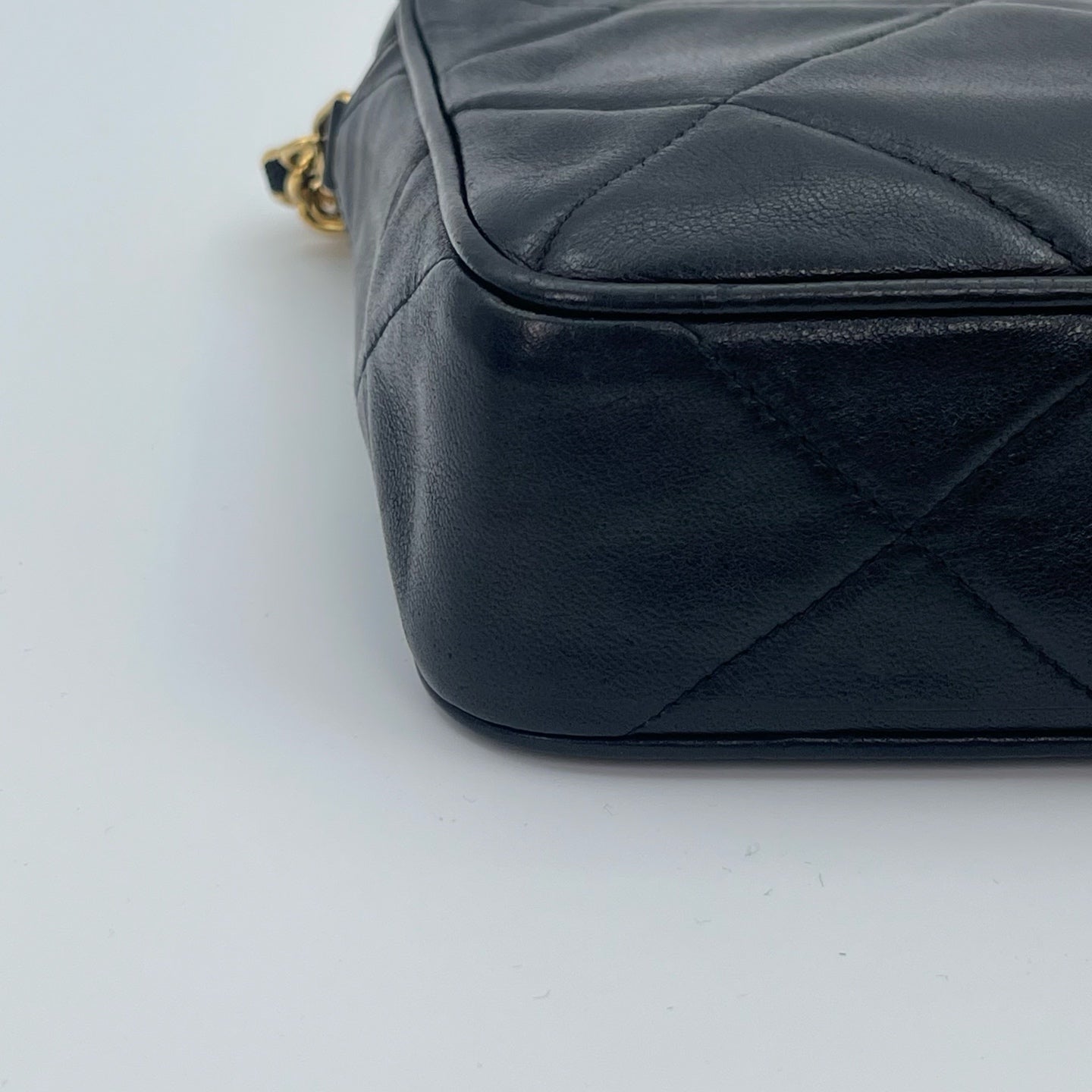 Chanel Lambskin Quilted Camera Bag in Black with Gold Hardware [Used]