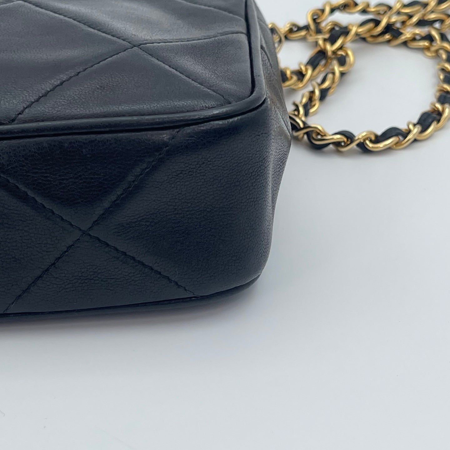 Chanel Lambskin Quilted Camera Bag in Black with Gold Hardware [Used]