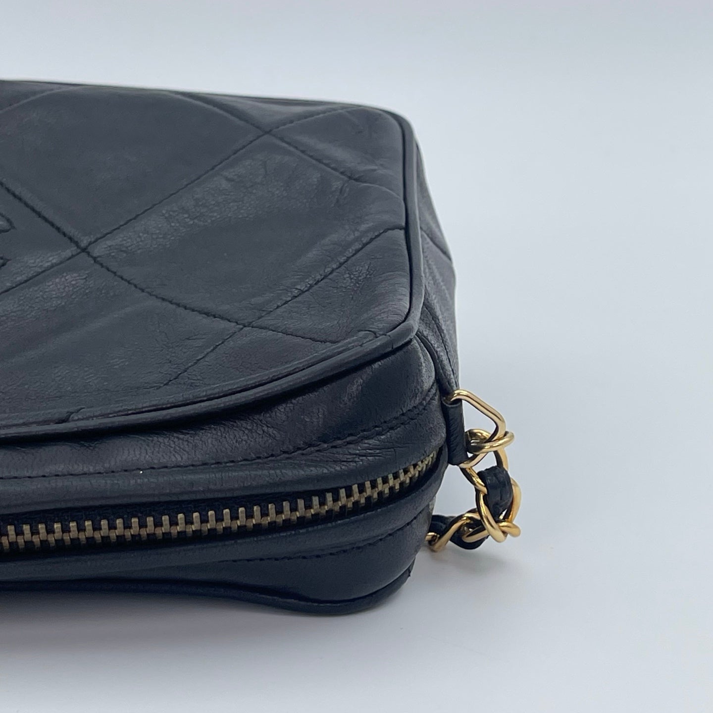 Chanel Lambskin Quilted Camera Bag in Black with Gold Hardware [Used]