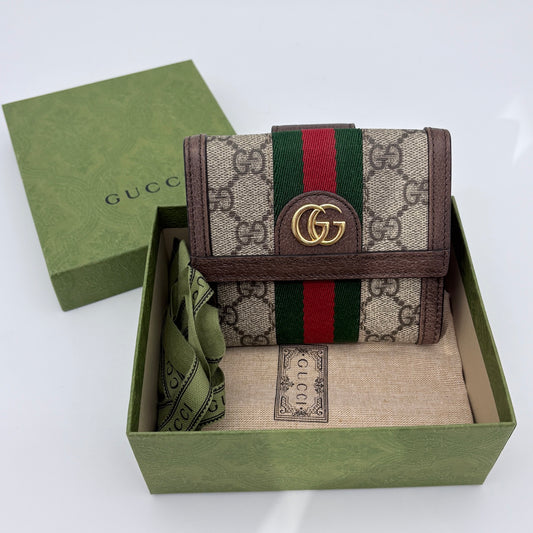 Gucci Ophidia GG Supreme Flap Wallet [Used]