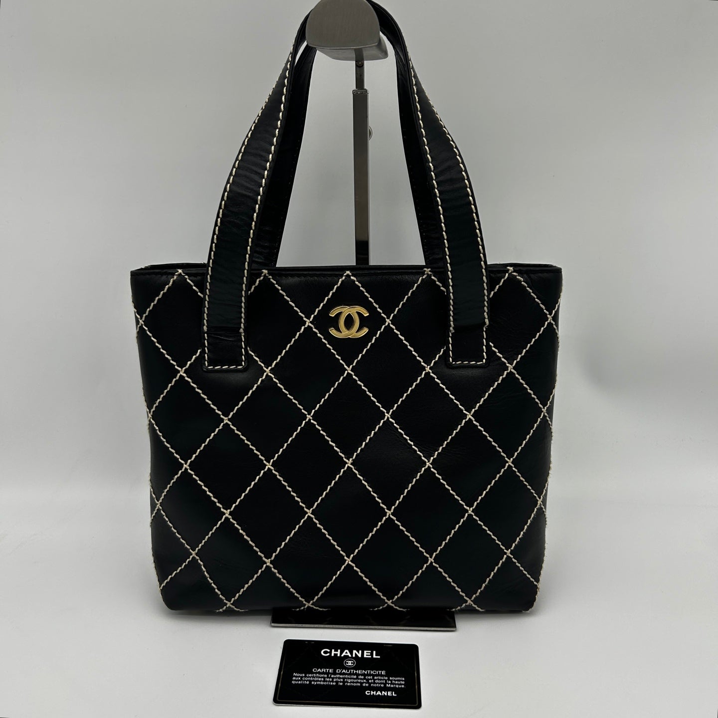 Chanel Lambskin Wild Stitching Coco Mark Handbag [Used]