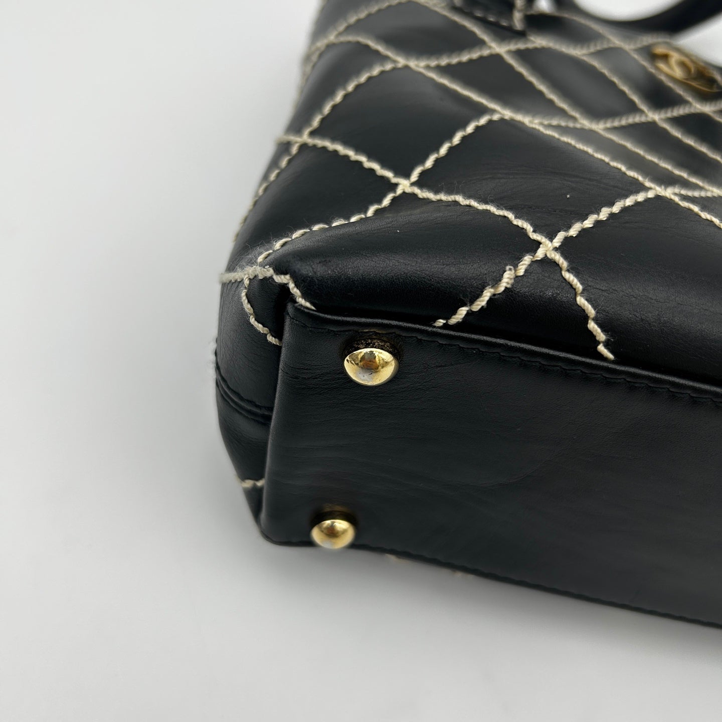 Chanel Lambskin Wild Stitching Coco Mark Handbag [Used]