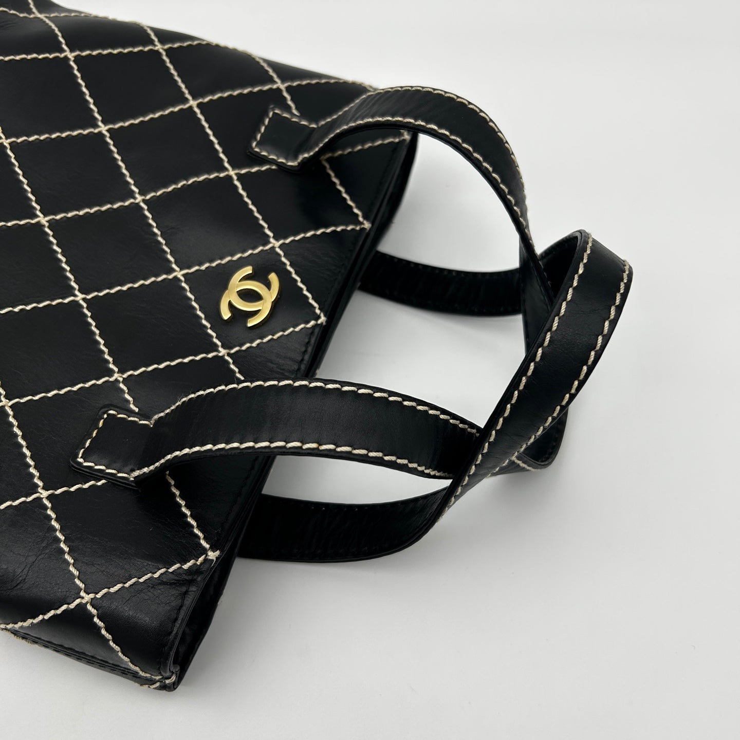 Chanel Lambskin Wild Stitching Coco Mark Handbag [Used]