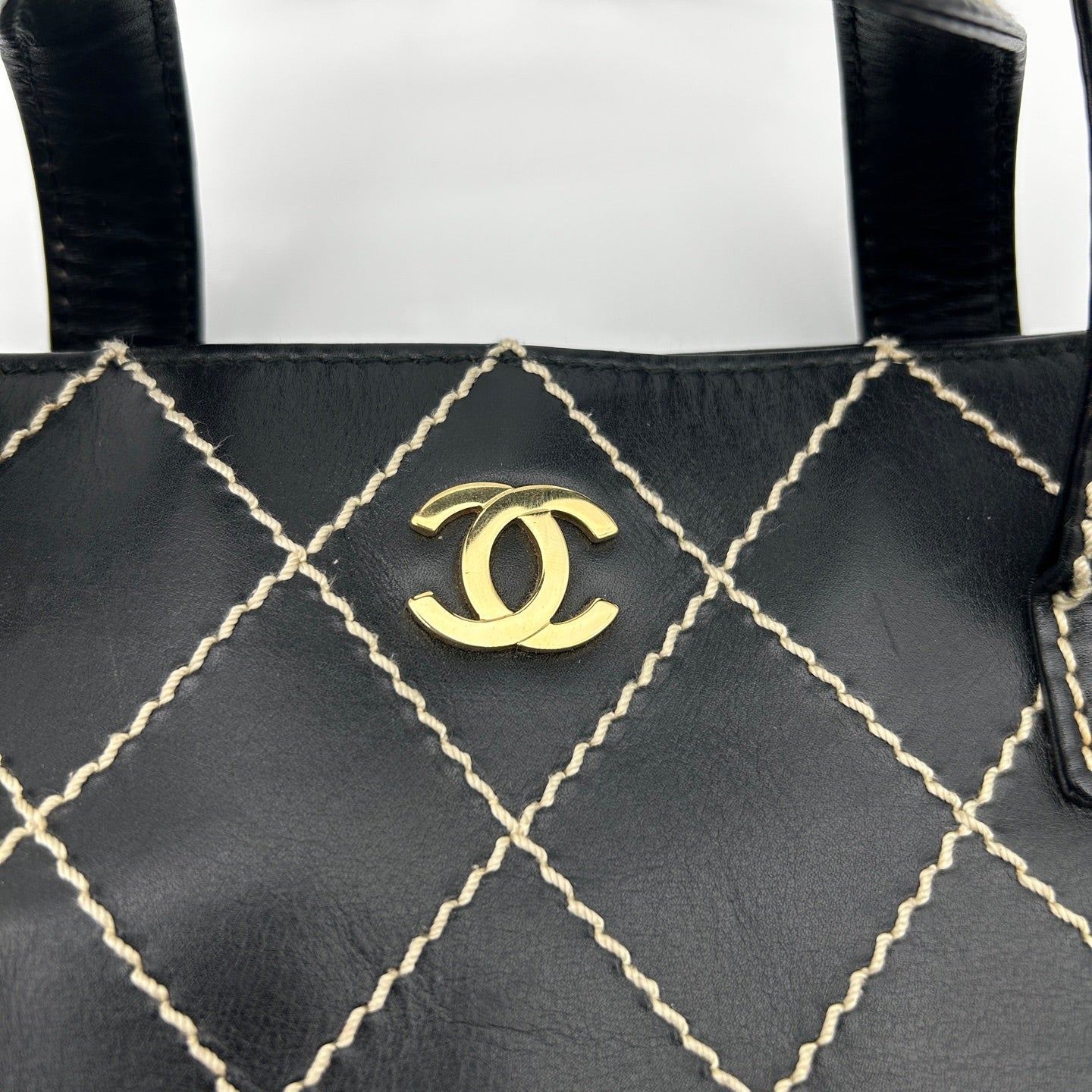 Chanel Lambskin Wild Stitching Coco Mark Handbag [Used]