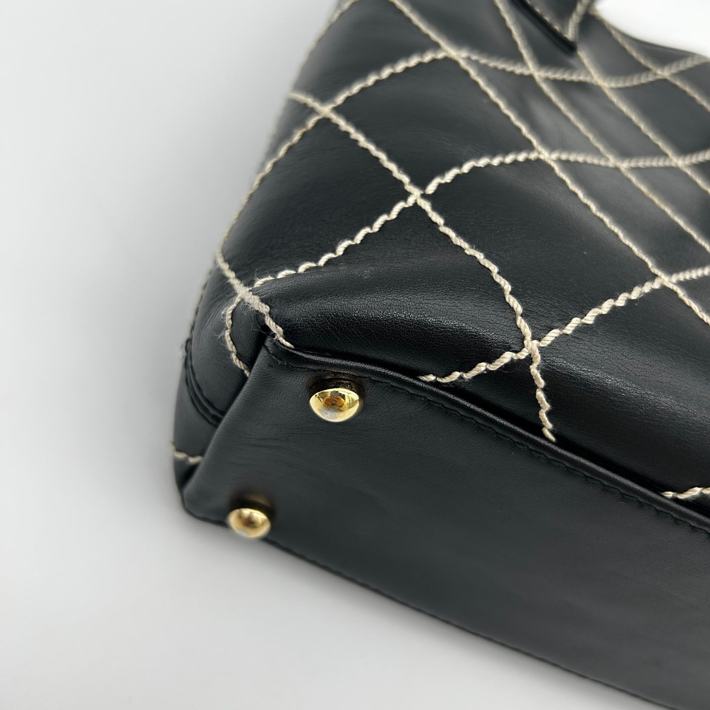 Chanel Lambskin Wild Stitching Coco Mark Handbag [Used]