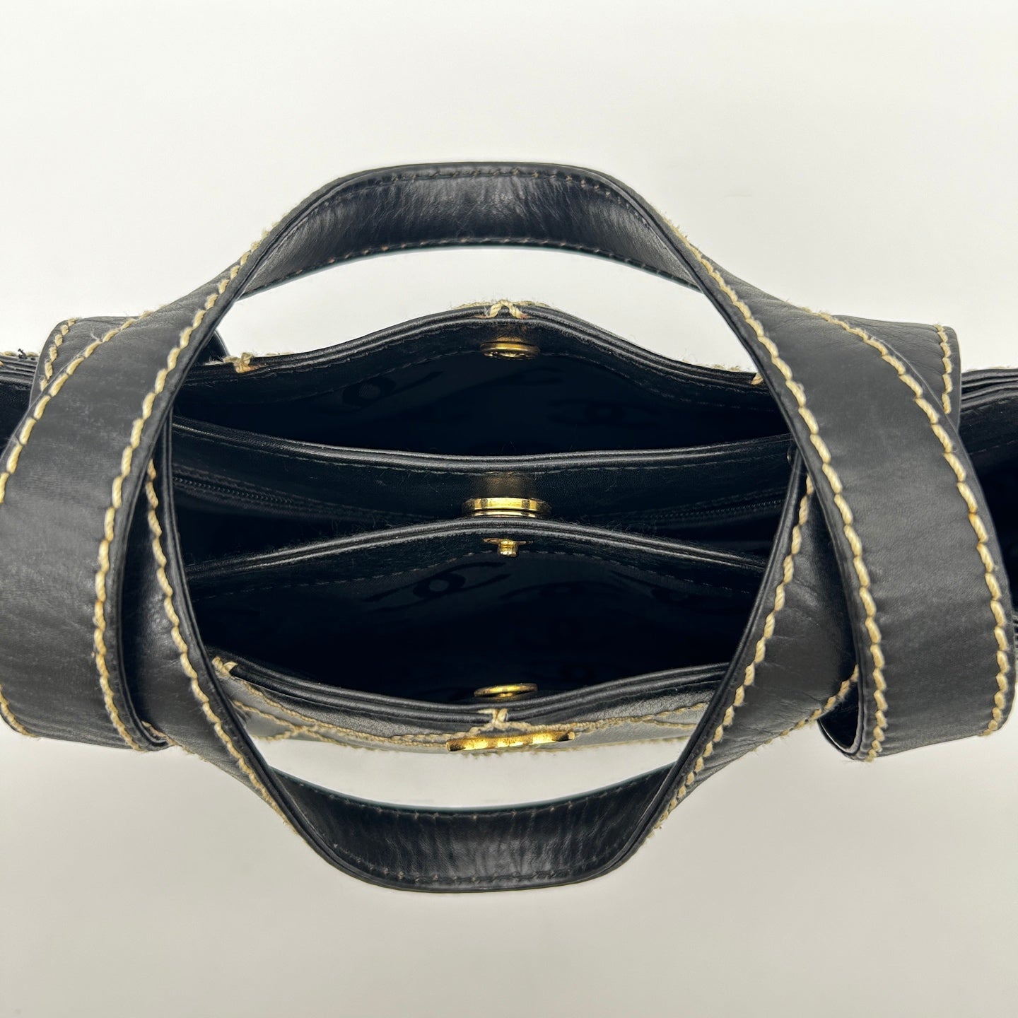 Chanel Lambskin Wild Stitching Coco Mark Handbag [Used]