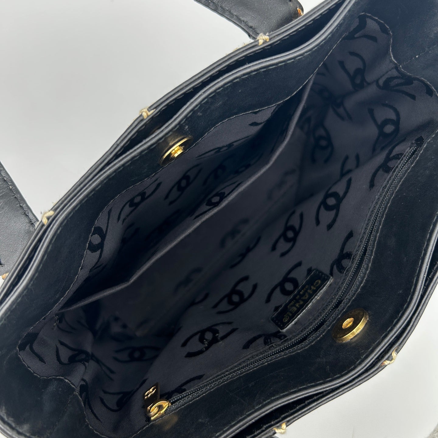 Chanel Lambskin Wild Stitching Coco Mark Handbag [Used]