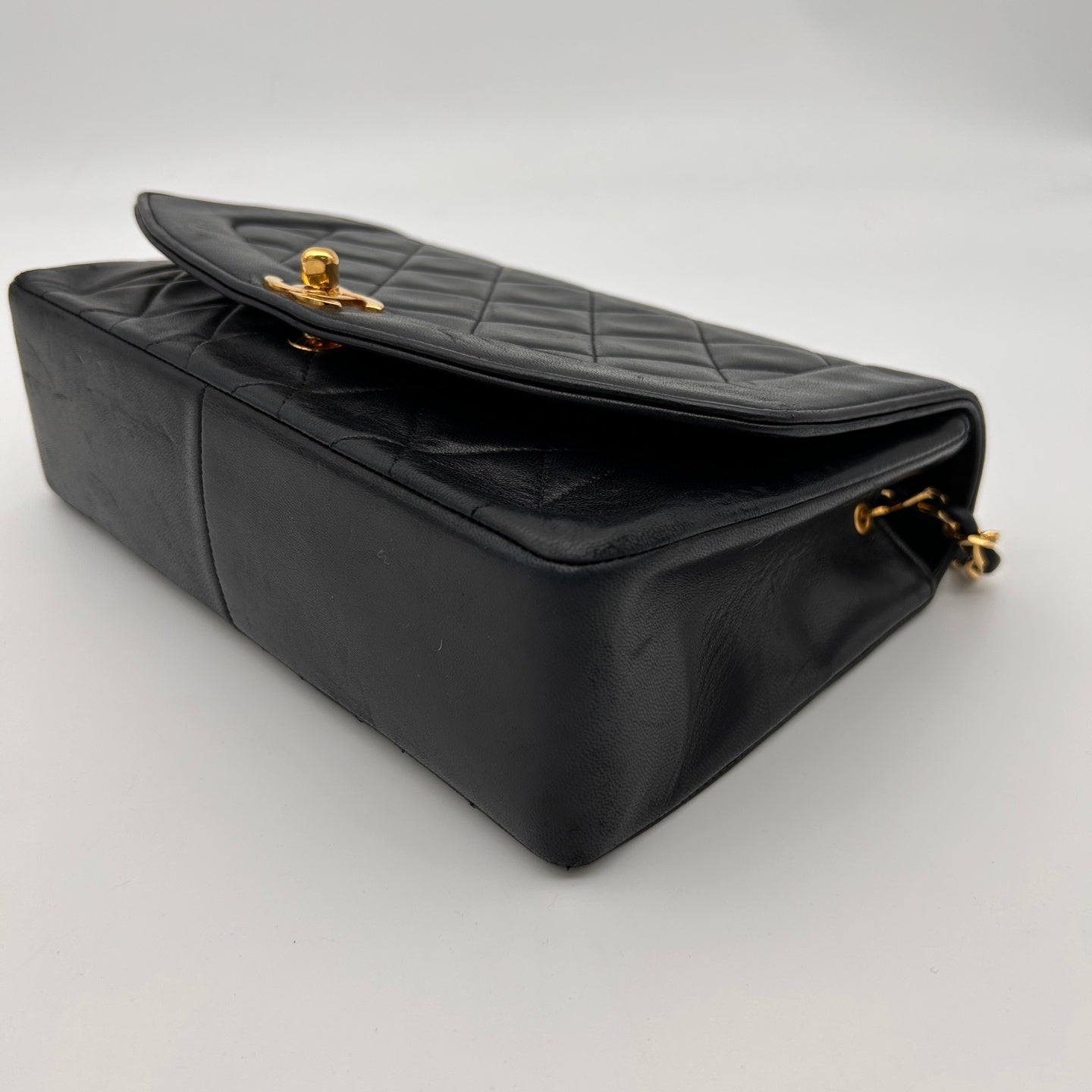 Chanel Lambskin Diana Flap Bag Medium in Black with Gold Hardware [Used]