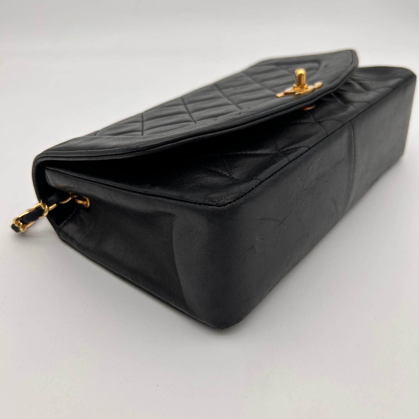 Chanel Lambskin Diana Flap Bag Medium in Black with Gold Hardware [Used]