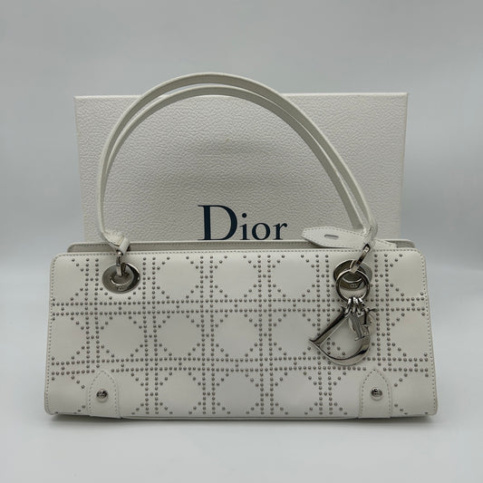 Dior Lady Dior Horizontal Beaded Bag in White [Used]