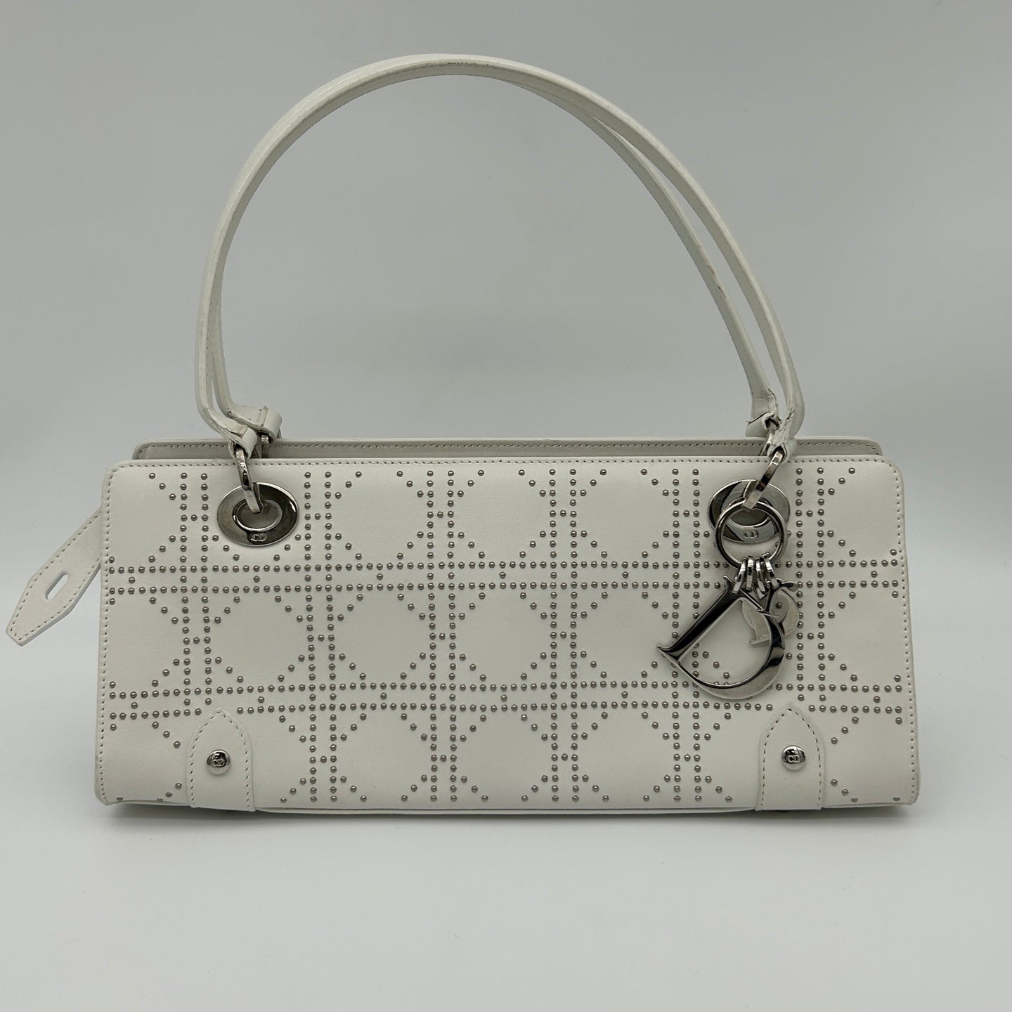 Dior Lady Dior Horizontal Beaded Bag in White [Used]