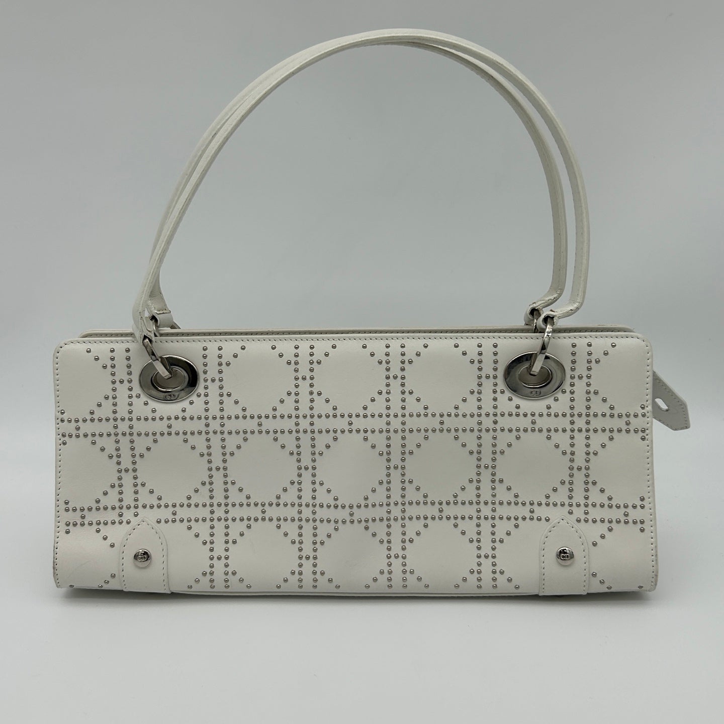 Dior Lady Dior Horizontal Beaded Bag in White [Used]