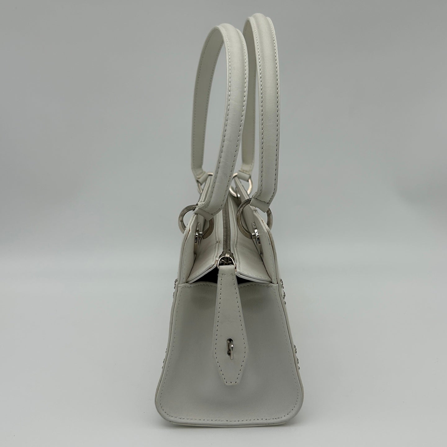 Dior Lady Dior Horizontal Beaded Bag in White [Used]