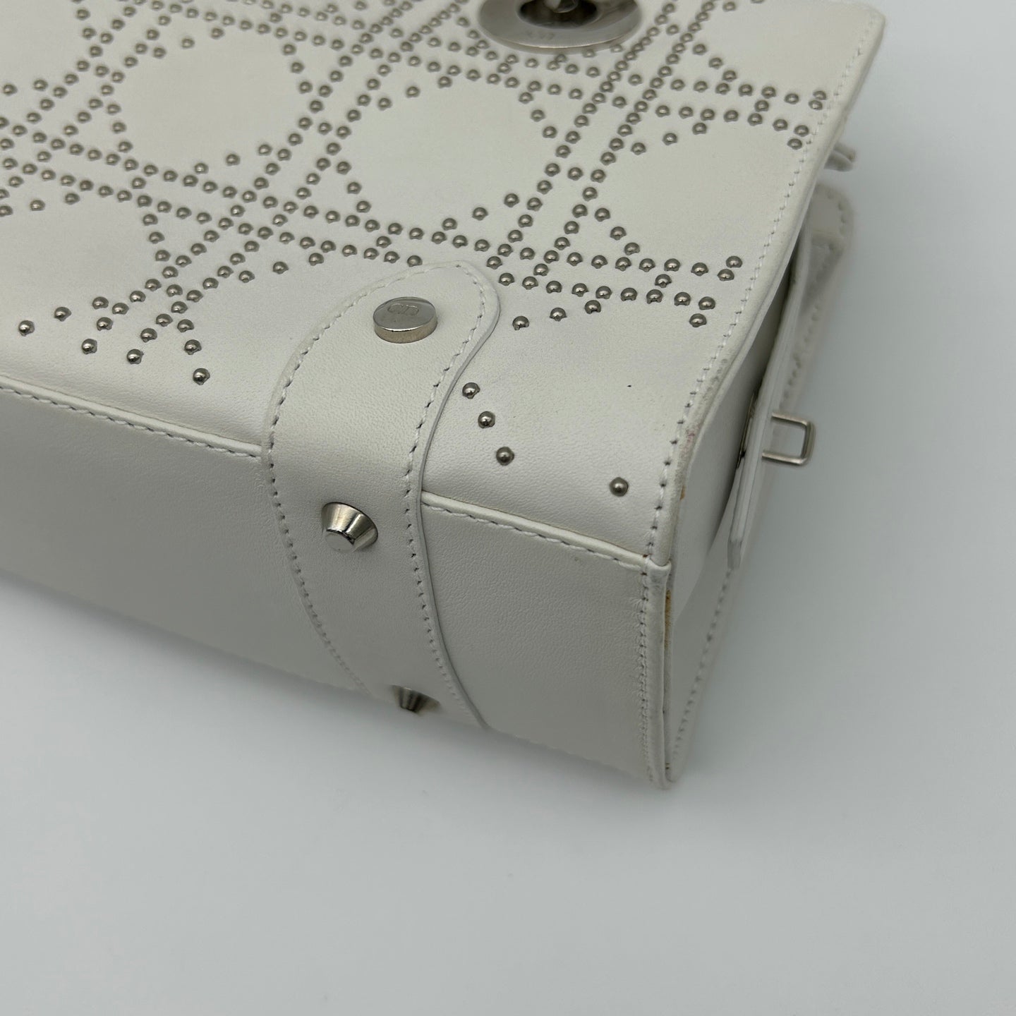 Dior Lady Dior Horizontal Beaded Bag in White [Used]