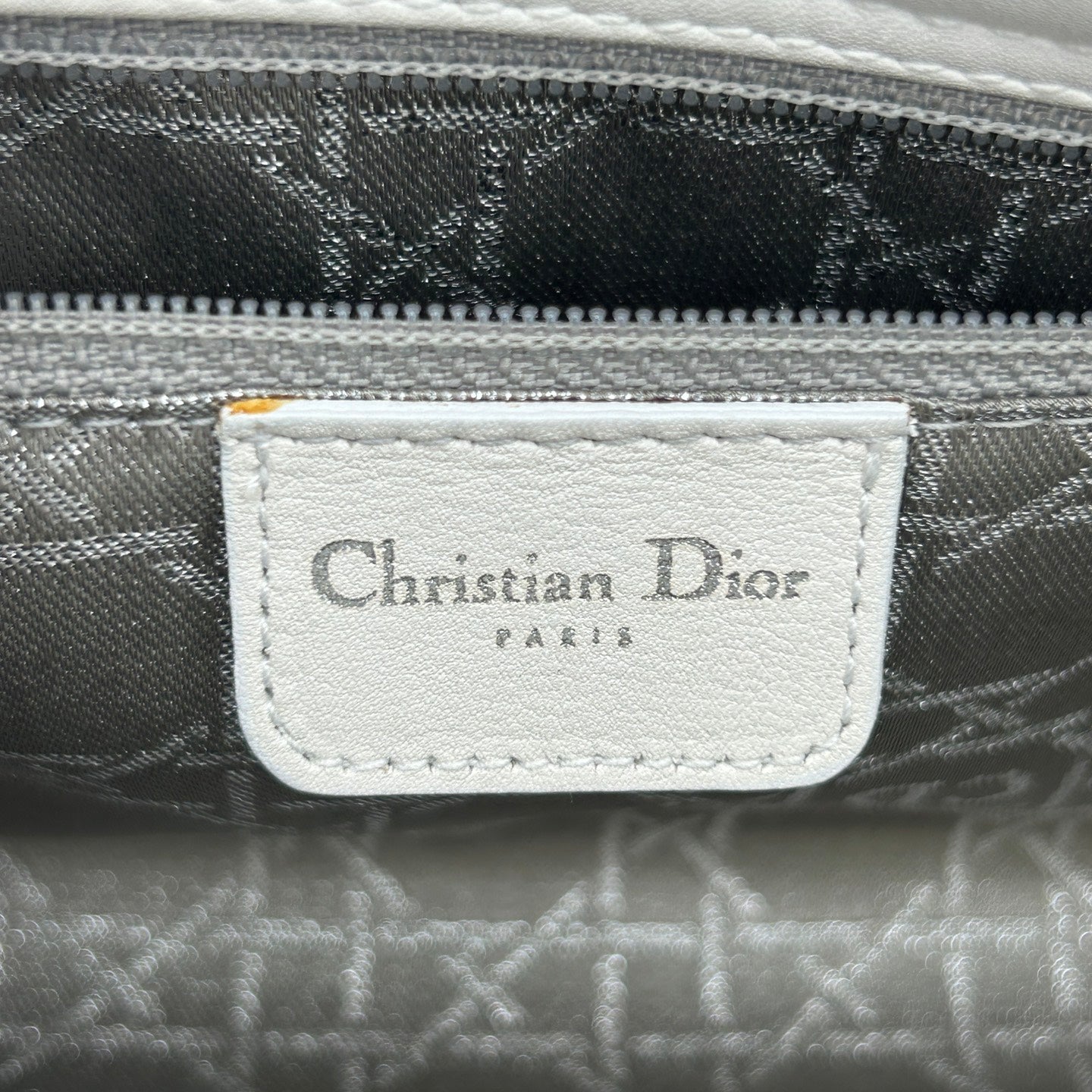 Dior Lady Dior Horizontal Beaded Bag in White [Used]