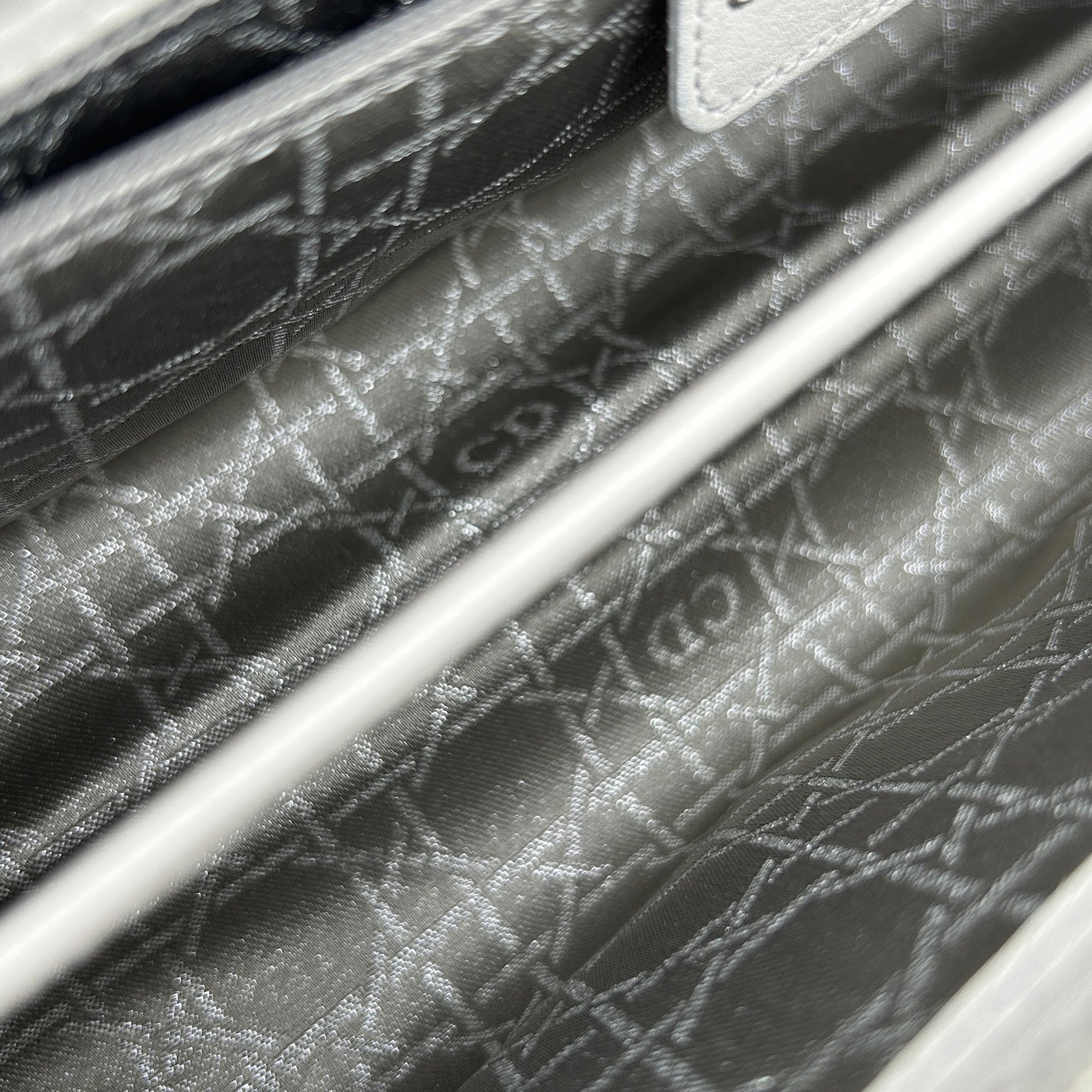 Dior Lady Dior Horizontal Beaded Bag in White [Used]