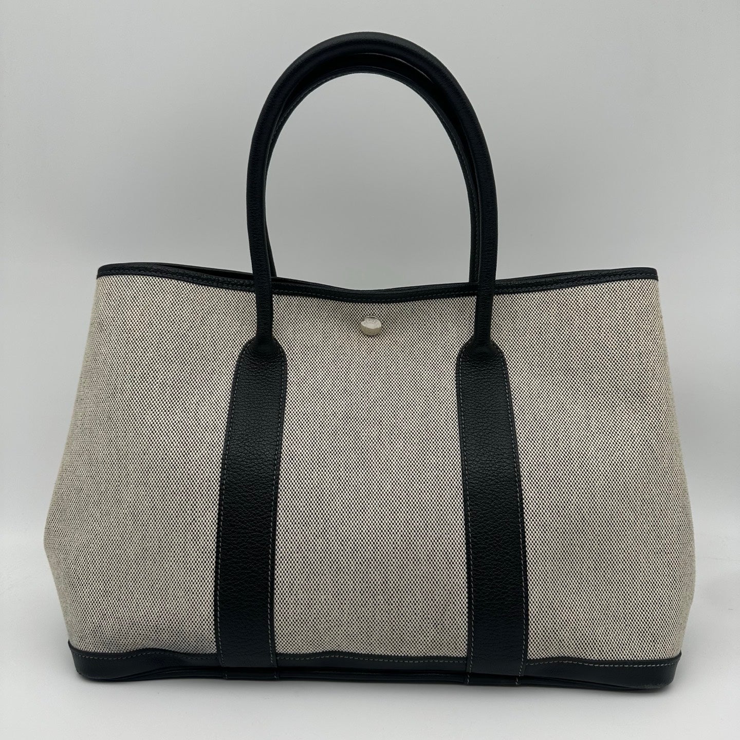 Hermès Garden Party 36 Black And White Canvas Tote Bag [Used]