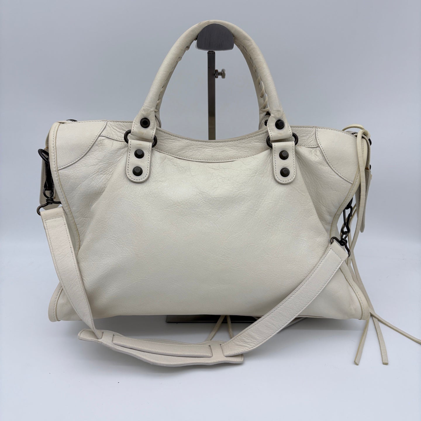 Balenciaga Le City Milky White Leather Medium 2-Way Bag 36 cm [Used]