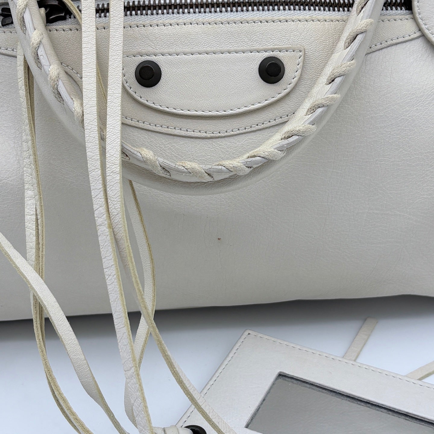 Balenciaga Le City Milky White Leather Medium 2-Way Bag 36 cm [Used]