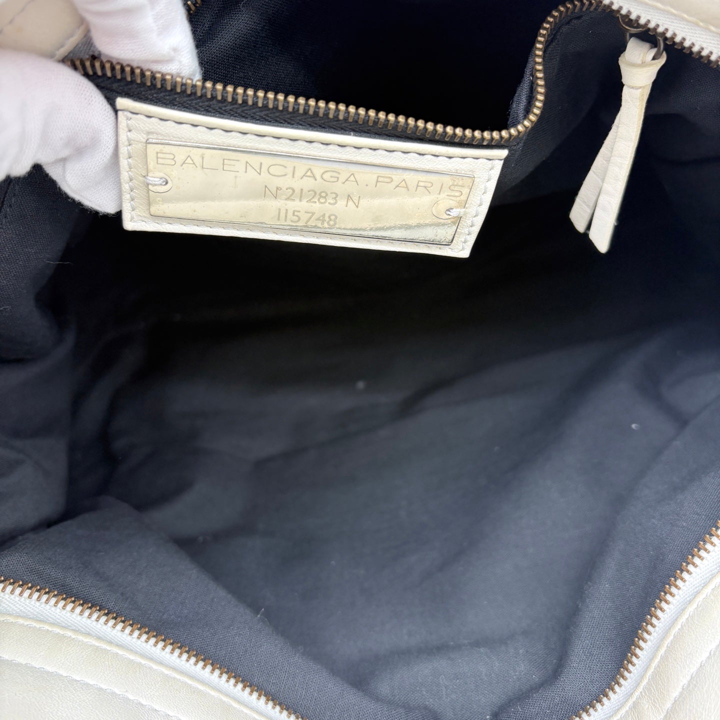 Balenciaga Le City Milky White Leather Medium 2-Way Bag 36 cm [Used]