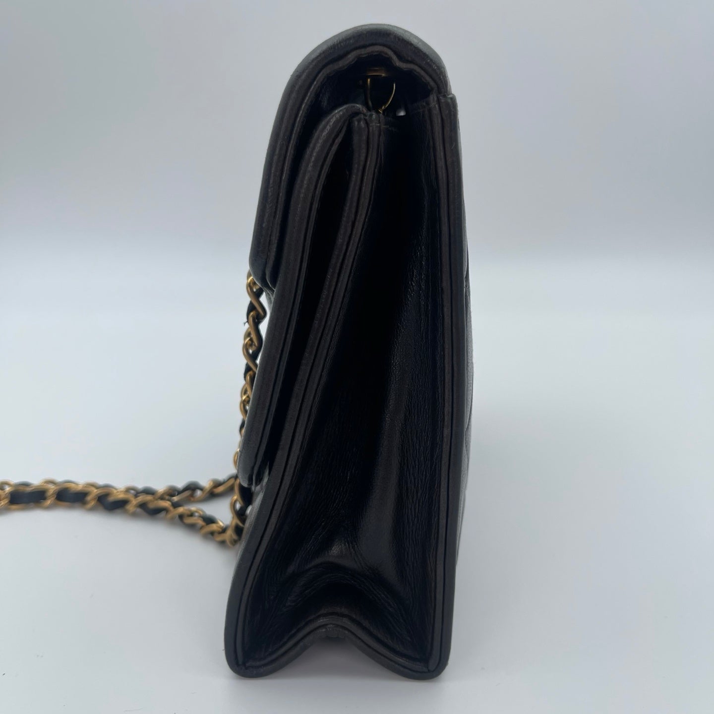 Chanel Vintage Black Lambskin Tassel Asymmetrical Double Flap Bag [Used]